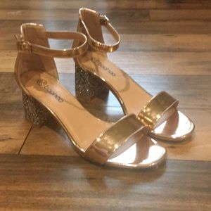 Sparkly Rose Gold Heels (wide-fit)